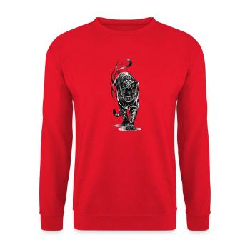Tigre tribal - Gros félin noir et blanc - Sweat-shirt Unisexe - rouge - Devant - Alina (178cm) & Michal (187cm)