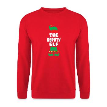 Devoty Elf: Whimsical Holiday Icon - Unisex Sweatshirt - red - Front - Alina (178cm) & Michal (187cm)