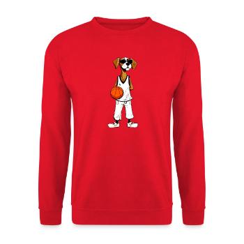 Basketball Hund - Unisex Pullover - Rot - Vorne - Alina (178cm) & Michal (187cm)