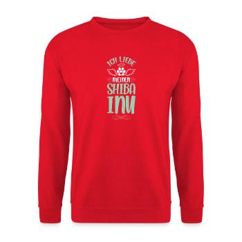 Ich liebe meinen Shiba Inu - Unisex Pullover - Rot - Vorne - Alina (178cm) & Michal (187cm)