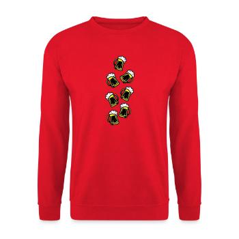 Bier Anstoßen Saufen - Unisex Pullover - Rot - Vorne - Alina (178cm) & Michal (187cm)