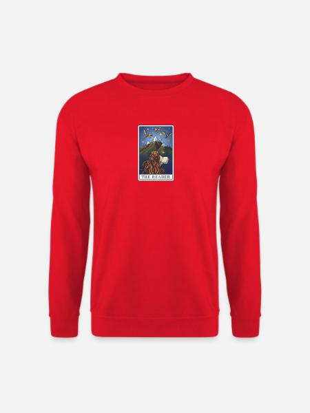Die Leserin im Bergpanorama - Unisex Pullover - Rot