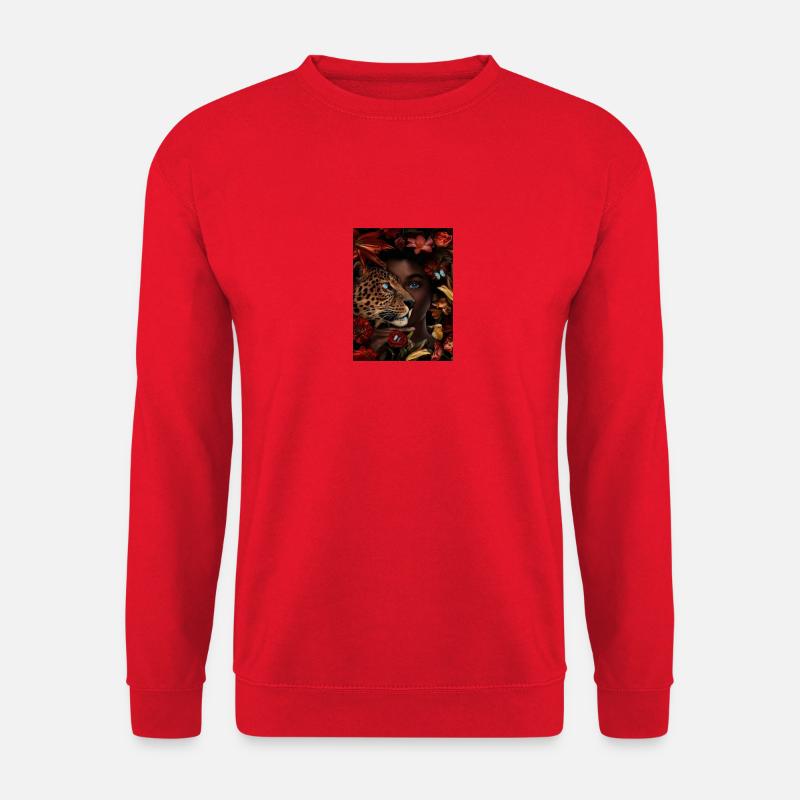 Leopard mit Menschen Gesicht - Unisex Pullover - Rot