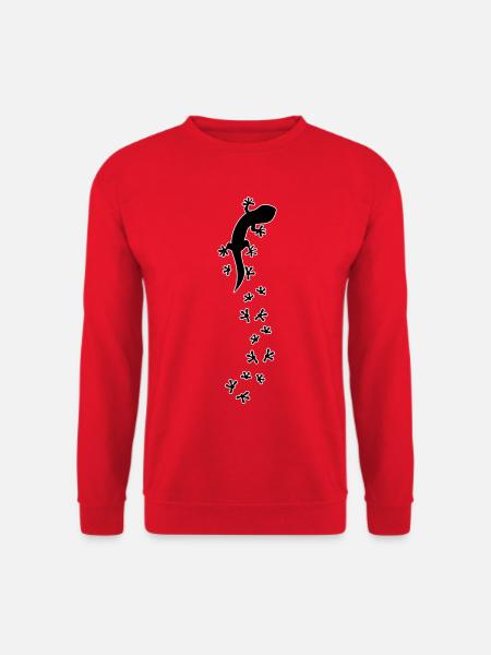 Die Eidechse und ihre Spuren – nicht nur für Reptilienfans - Unisex Pullover - Rot