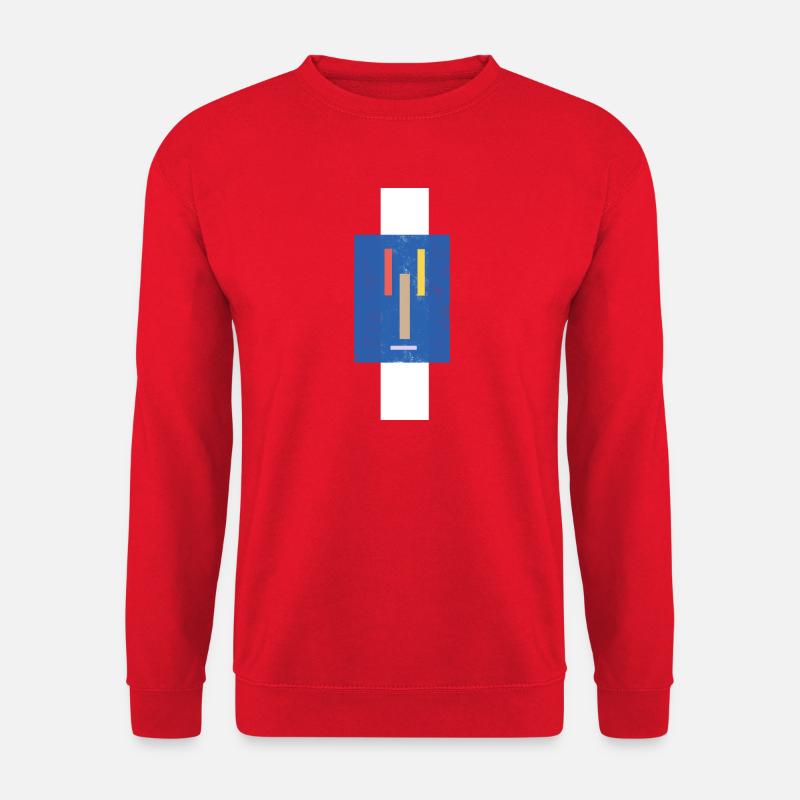 Abstrakte Farbblöcke auf Blaugrund - Unisex Pullover - Rot