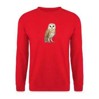 Schleiereule-Illustration – digital - Unisex Pullover - Rot - Vorne - Alina (178cm) & Michal (187cm)