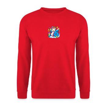 Regenbogen Unicorn Geburtstag 6 - Unisex Pullover - Rot - Vorne - Alina (178cm) & Michal (187cm)