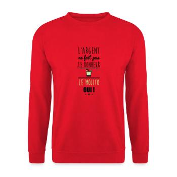 Argent Pas Bonheur Mojito, alcool, humour - Sweat-shirt Unisexe - rouge - Devant - Alina (178cm) & Michal (187cm)