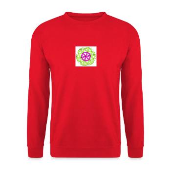 Blume des Lebens pink grün - Unisex Pullover - Rot - Vorne - Alina (178cm) & Michal (187cm)