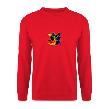 Freebirds by Acryl Paint 62 by Marco Eckenbrecht - Unisex Pullover - Rot - Vorne - Alina (178cm) & Michal (187cm)