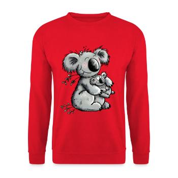 Süße Mama Koala Mit Baby Schwangerschaft Geschenk - Unisex Pullover - Rot - Vorne - Alina (178cm) & Michal (187cm)