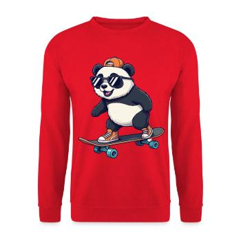 Panda drôle patinant sur un skateboard de dessins animés - Sweat-shirt Unisexe - rouge - Devant - Alina (178cm) & Michal (187cm)