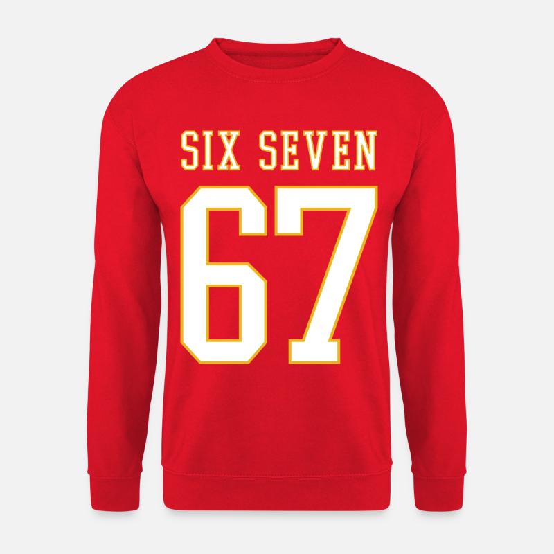 67 Six Seven - viral Meme - College - Unisex Pullover - Rot