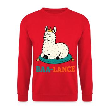 Baa-Lance – Königliches Lama in Balance - Unisex Pullover - Rot - Vorne - Alina (178cm) & Michal (187cm)