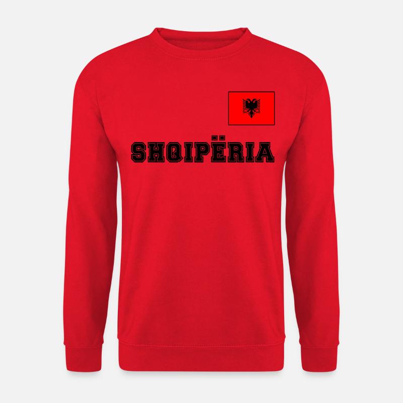 Albanien – Shqipëria mit Fahne Flagge auf Brust - Unisex Pullover - Rot