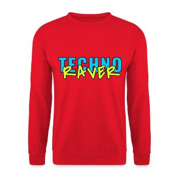 techno raver - Unisex Pullover - Rot - Vorne - Alina (178cm) & Michal (187cm)