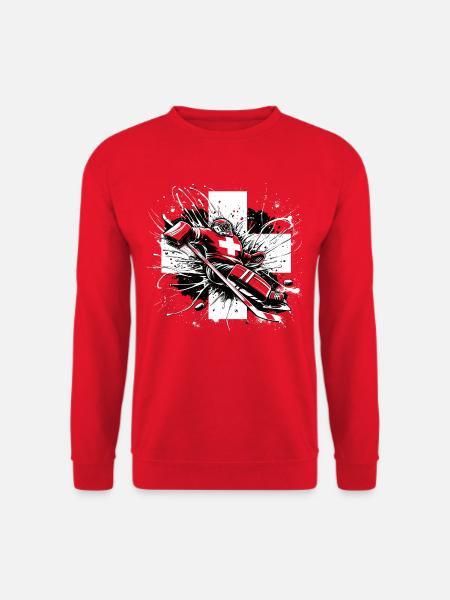 Eishockey Schweiz - Schweizer Eishockey Torwart - Unisex Pullover - Rot