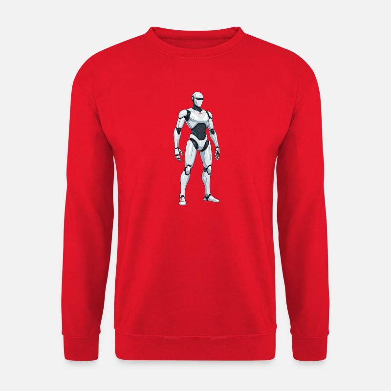 Weißer SciFi-Kampfroboter - Unisex Pullover - Rot