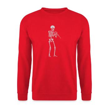 Skeleton spielt Oboe - Unisex Pullover - Rot - Vorne - Alina (178cm) & Michal (187cm)