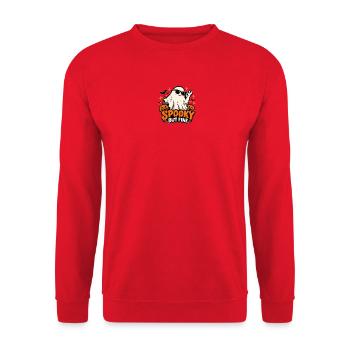 Spooky Ghost mit Sonnenbrille und Kürbissen - Unisex Pullover - Rot - Vorne - Alina (178cm) & Michal (187cm)