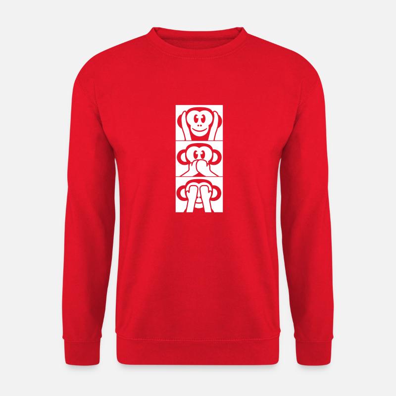3 Weise Affen Nichts Hören Sagen Sehen Äffchen Fun - Unisex Pullover - Rot