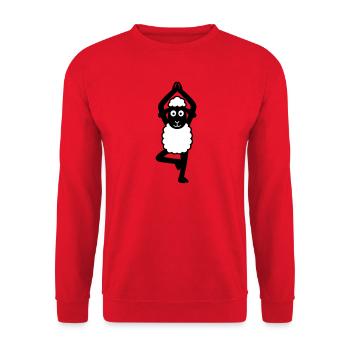 Yoga Schaf - Unisex Pullover - Rot - Vorne - Alina (178cm) & Michal (187cm)