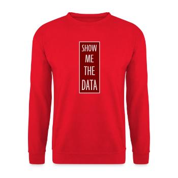 Show Me The Data Lustig Nerd Analyst Sarkastisch - Unisex Pullover - Rot - Vorne - Alina (178cm) & Michal (187cm)