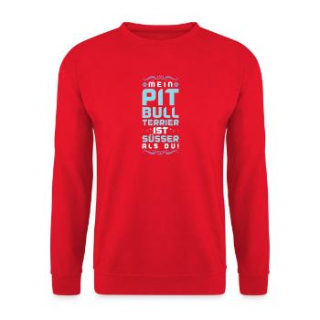 pit hund spruch - Unisex Pullover - Rot - Vorne - Alina (178cm) & Michal (187cm)