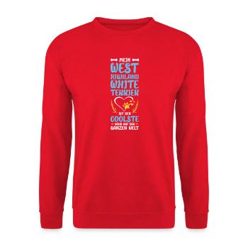 Mein West Highland White Terrier - Unisex Pullover - Rot - Vorne - Alina (178cm) & Michal (187cm)