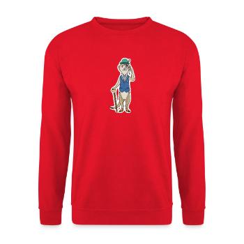 Das edle Erdmännchen - Unisex Pullover - Rot - Vorne - Alina (178cm) & Michal (187cm)