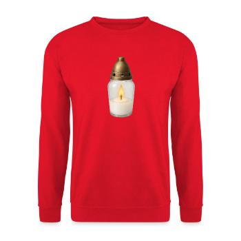 Weiße Trauerlaterne – Allerheiligen und Gedenkfeier - Unisex Pullover - Rot - Vorne - Alina (178cm) & Michal (187cm)