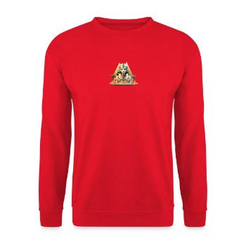 Pharao mit Palmen – Ägypten Oase - Unisex Pullover - Rot - Vorne - Alina (178cm) & Michal (187cm)