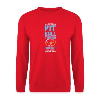 My Bull Terrier – Coolest Dog Design - Unisex Sweatshirt - red - Front - Alina (178cm) & Michal (187cm)