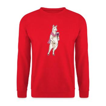 Llama Red Wine - Unisex Sweatshirt - red - Front - Alina (178cm) & Michal (187cm)