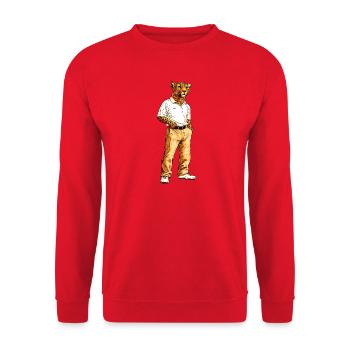 Leoparden Fans - Unisex Pullover - Rot - Vorne - Alina (178cm) & Michal (187cm)