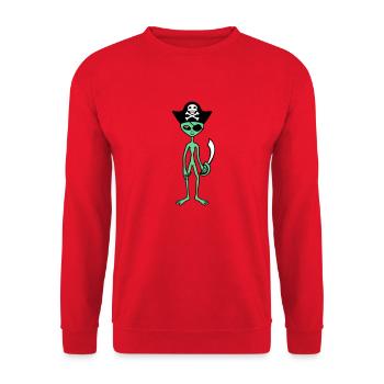 Alien Pirate Captain Cap Funny Alien - Unisex Sweatshirt - red - Front - Alina (178cm) & Michal (187cm)