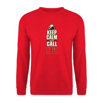 Feuerwehr – Keep Calm and Call 112 - Unisex Pullover - Rot - Vorne - Alina (178cm) & Michal (187cm)