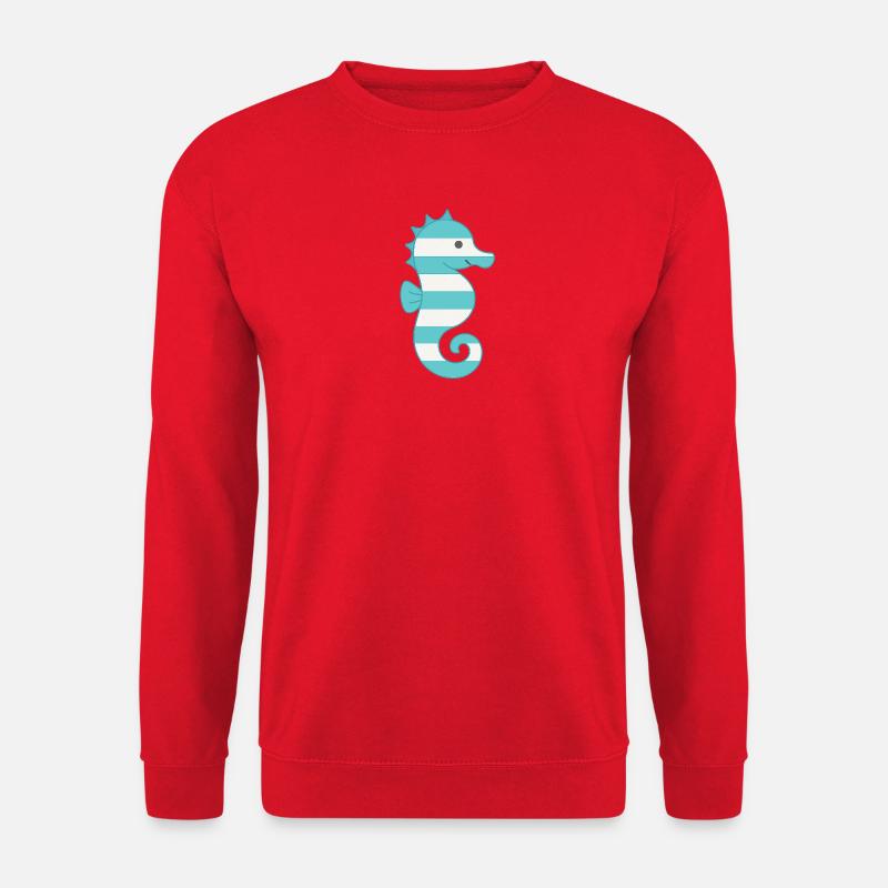 Seepferdchen türkis gestreift - Unisex Pullover - Rot