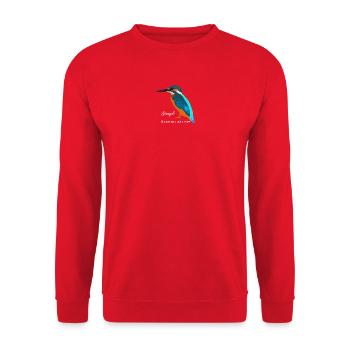 Eisvogel, wissenschaftliche / deutsche Bezeichnung - Unisex Pullover - Rot - Vorne - Alina (178cm) & Michal (187cm)