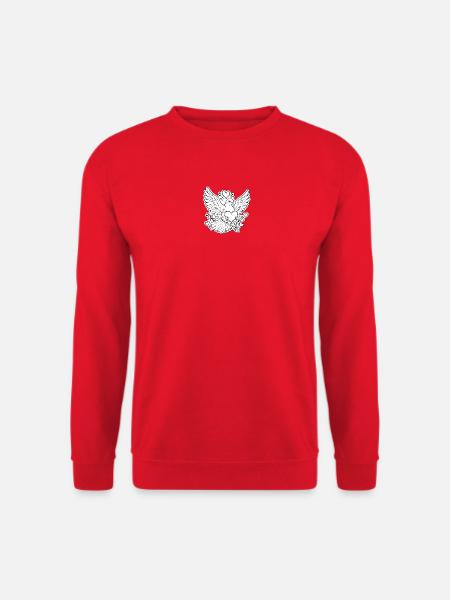 Sticker Friedenstaube mit Herz & Blumen - Unisex Pullover - Rot
