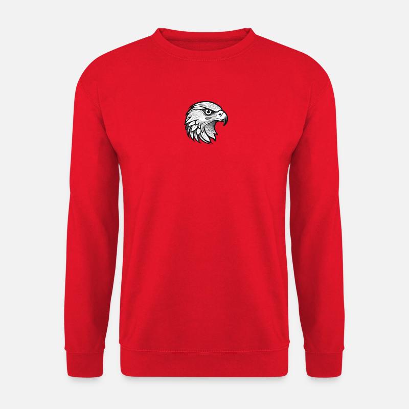 Falkenkopf mit detailliertem Linienkunst-Design - Unisex Pullover - Rot