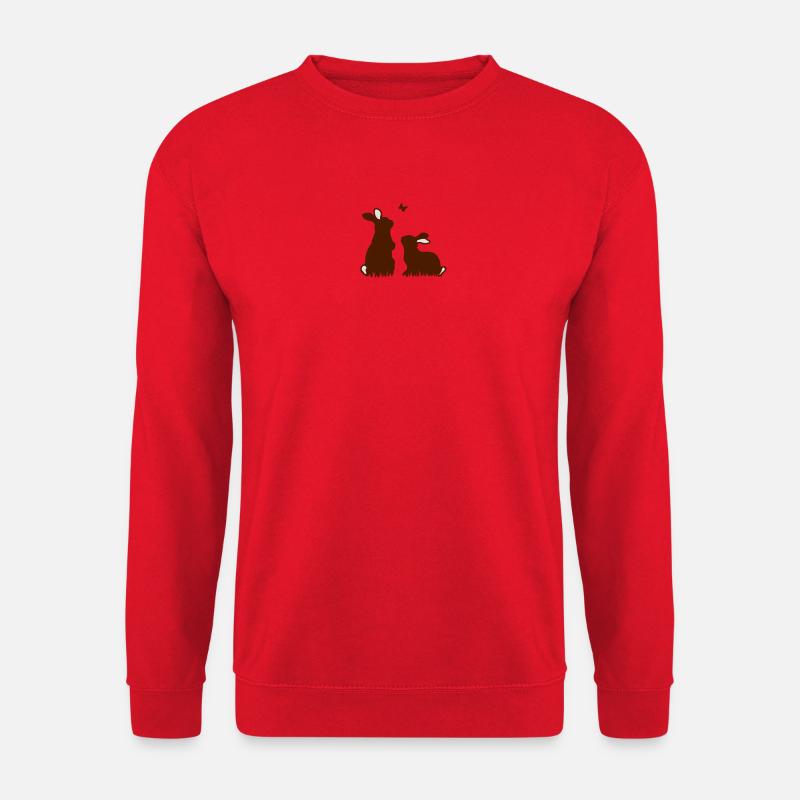 Zwei Hasen beobachten einen Schmetterling - Unisex Pullover - Rot