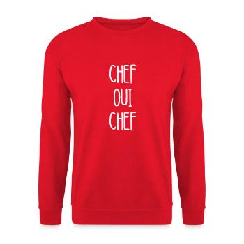 chef oui chef - Sweat-shirt Unisexe - rouge - Devant - Alina (178cm) & Michal (187cm)