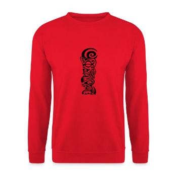 Schwarzes 97 Maori Brustlogo - Unisex Pullover - Rot - Vorne - Alina (178cm) & Michal (187cm)