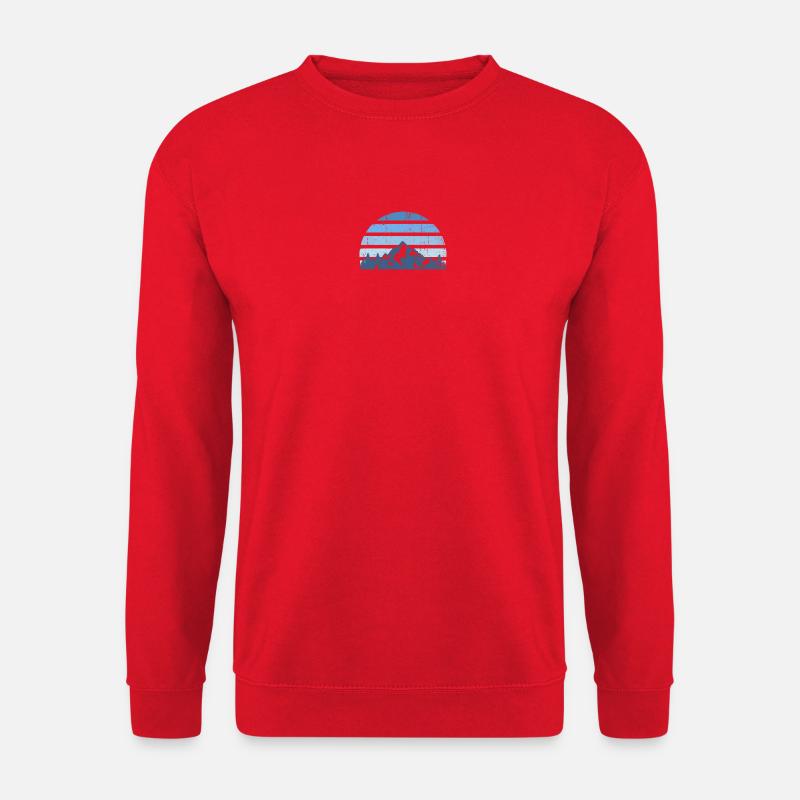 Mehrlagige Berg-Sonnenuntergangs-Silhouette - Unisex Pullover - Rot
