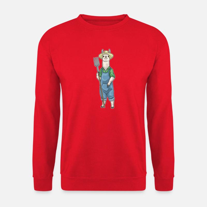 Llama Farmer Pitchfork Farm - Unisex Sweatshirt - red