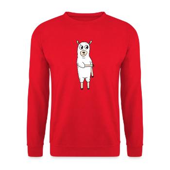 Alpaka Motiv - Unisex Pullover - Rot - Vorne - Alina (178cm) & Michal (187cm)