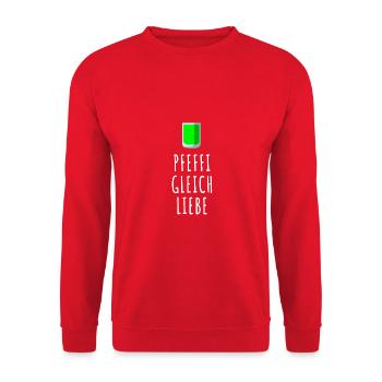Pfefferminz Likör Pfeffi Vatertag Sauf - Unisex Pullover - Rot - Vorne - Alina (178cm) & Michal (187cm)