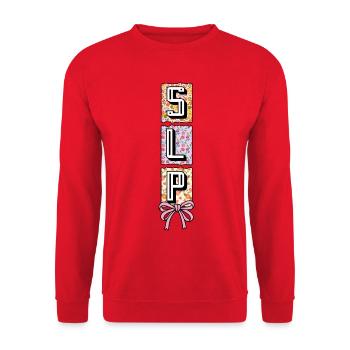 SLP Speech Language Pathology Speech Therapist - Unisex Sweatshirt - red - Front - Alina (178cm) & Michal (187cm)