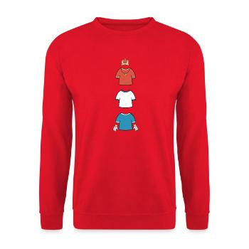 Minimalist Football Team Lineup Graphic - Unisex Sweatshirt - red - Front - Alina (178cm) & Michal (187cm)